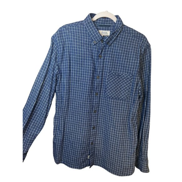 Boston Traders Flannel Casual Blue Plaid Western Style Shirt Men's SZ Large - Picture 4 of 5